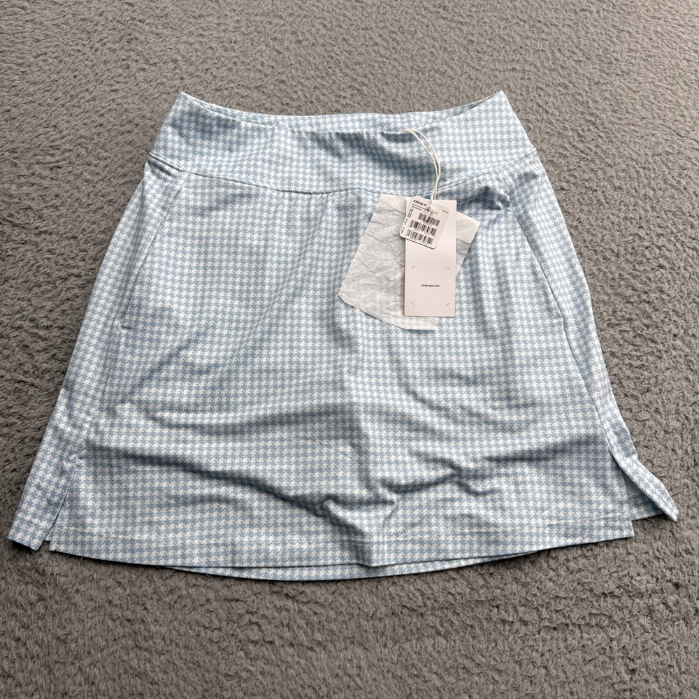 PUMA Golf Skirt Womens Small Luna Mono Check Blue Skort Tennis 635036 01